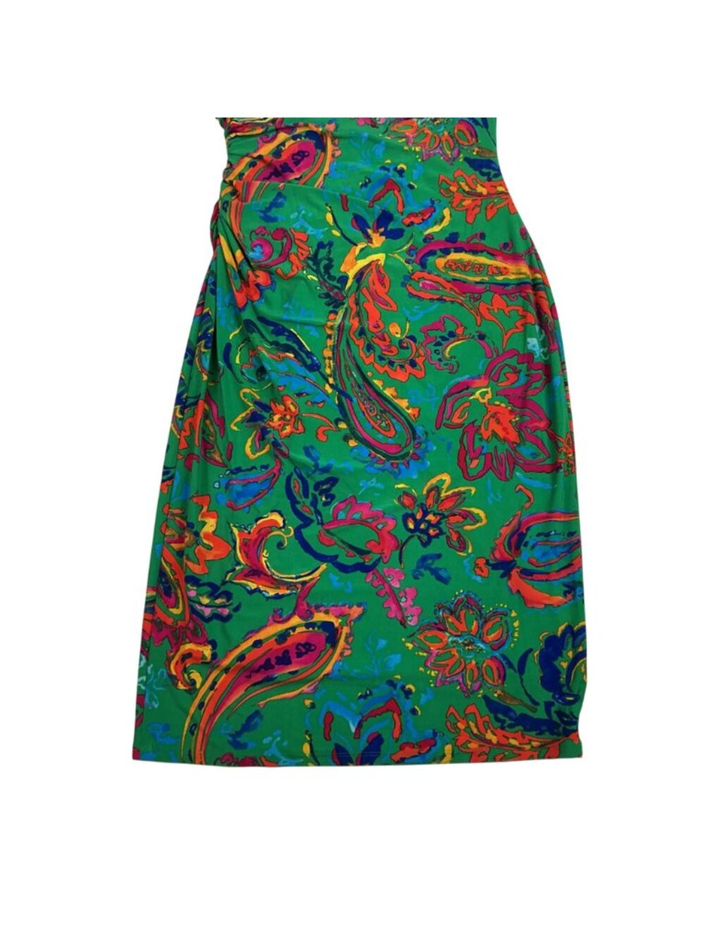 Lauren Ralph Lauren One-Shoulder Green Floral Print Dress Size 2 Polyester Blend - Picture 5 of 13